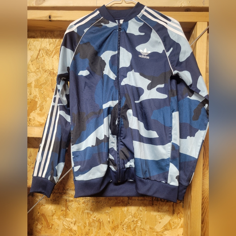 Adidas Youth Blue Camo Track Jacket Size XL‎ Youth